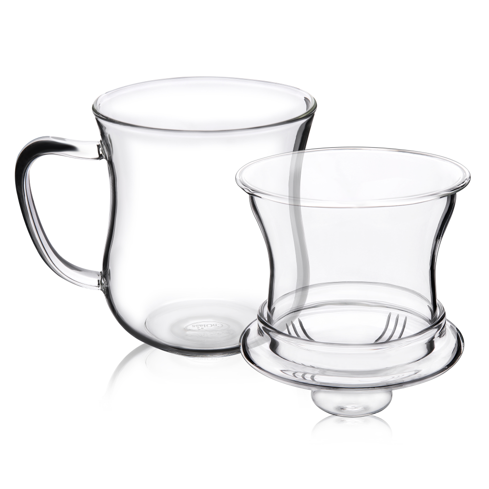 Tasse à thé en verre transparent épais avec infuseur amovible de 10,1 oz avec couvercle en verre