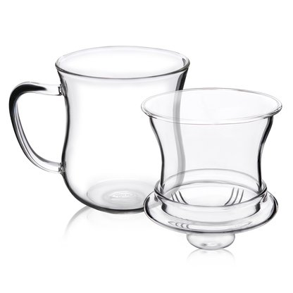 Tasse à thé en verre transparent épais avec infuseur amovible de 10,1 oz avec couvercle en verre