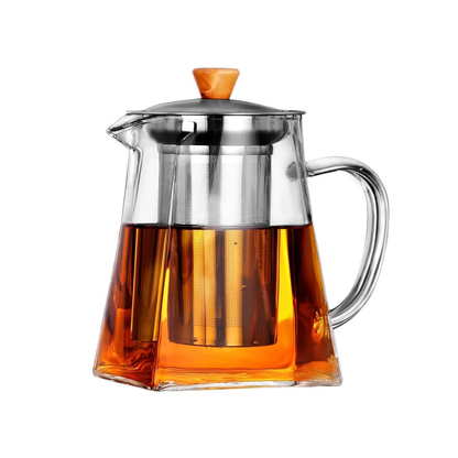 24oz 31oz Square Style Borosilicate Glass Teapot with Stainless Steel Infuser