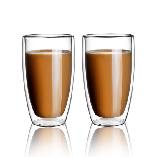 Gefrierschranksicherer, 10,1 oz großer, stielloser doppelwandiger Glasbecher für Saftkaffee