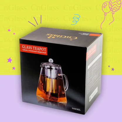 Heat Resistant 31oz Oolong Tea Flowers Borosilicate Glass Teapot with Stainless Steel Infuser