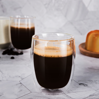 Verre à double paroi sans pied pour café au lait et au cacao, 8,5 oz