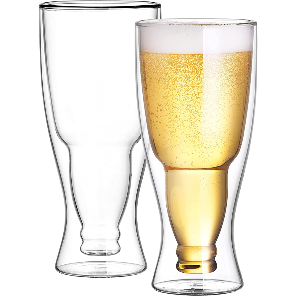 Verres à vin et à bière à double paroi sans pied de 13,5 oz