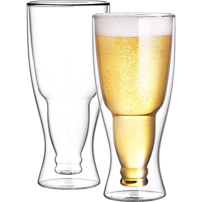 Verres à vin et à bière à double paroi sans pied de 13,5 oz