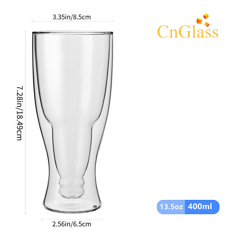 13.5oz Double Walled Stemless Bar Party Glassware Beer Wine Cup Glasses