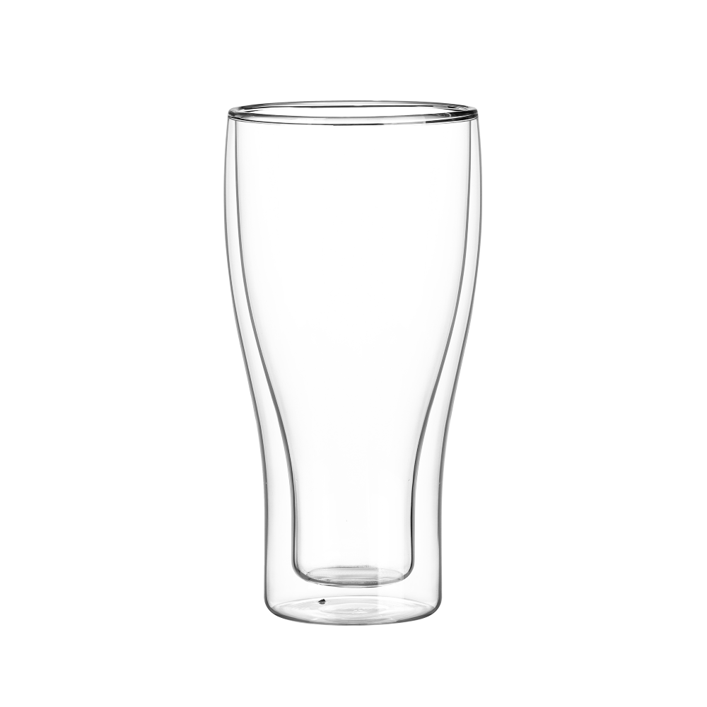 Doppelwandiger, isolierter Weinbecher ohne Stiel aus Borosilikatglas, 17 oz