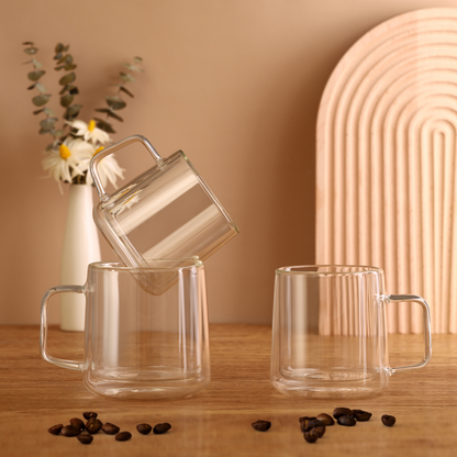 Lot de 2 tasses à café en verre borosilicaté de 355 ml et 12 oz pour la maison