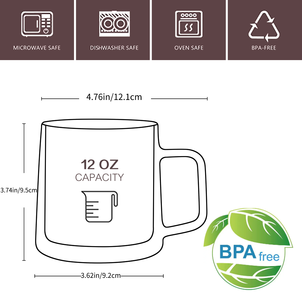 Lot de 2 tasses à café en verre borosilicaté de 355 ml et 12 oz pour la maison