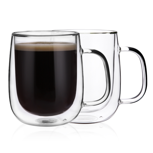 Tasses à café en verre à double couche de 12 oz pour le bureau et la maison