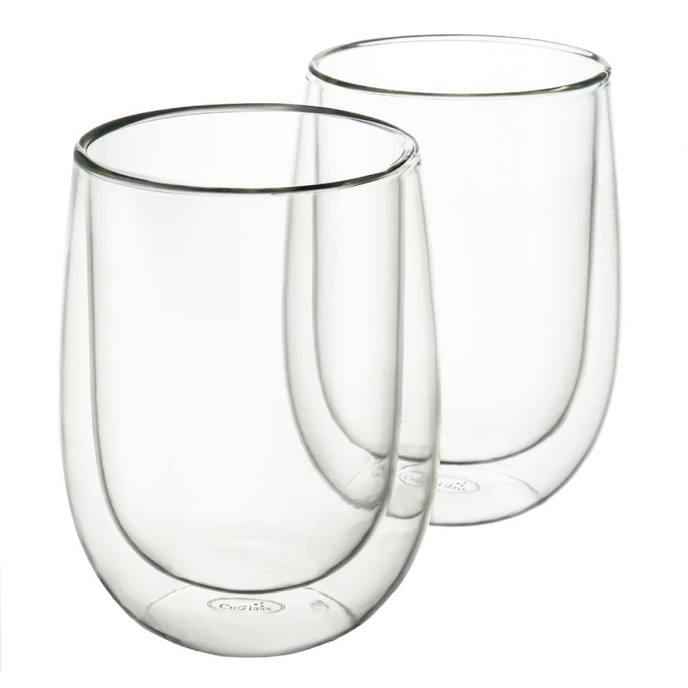 Stemless Double Walled Glassware 10oz 290ml Insulated Borosilicate Glass Cup