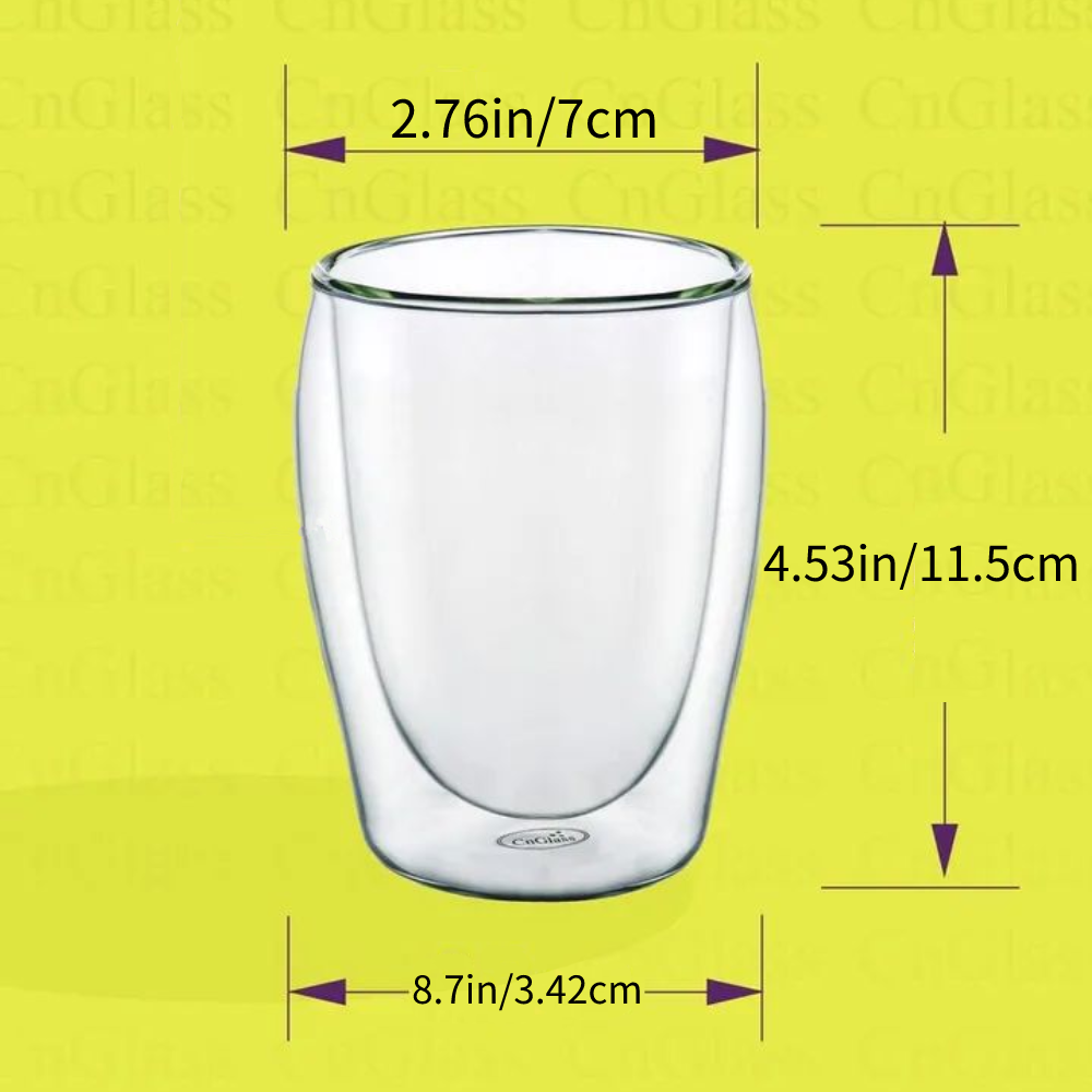 Double Walled Glassware 10.1oz 300ml Stemless Borosilicate Glass Cup Tumbler