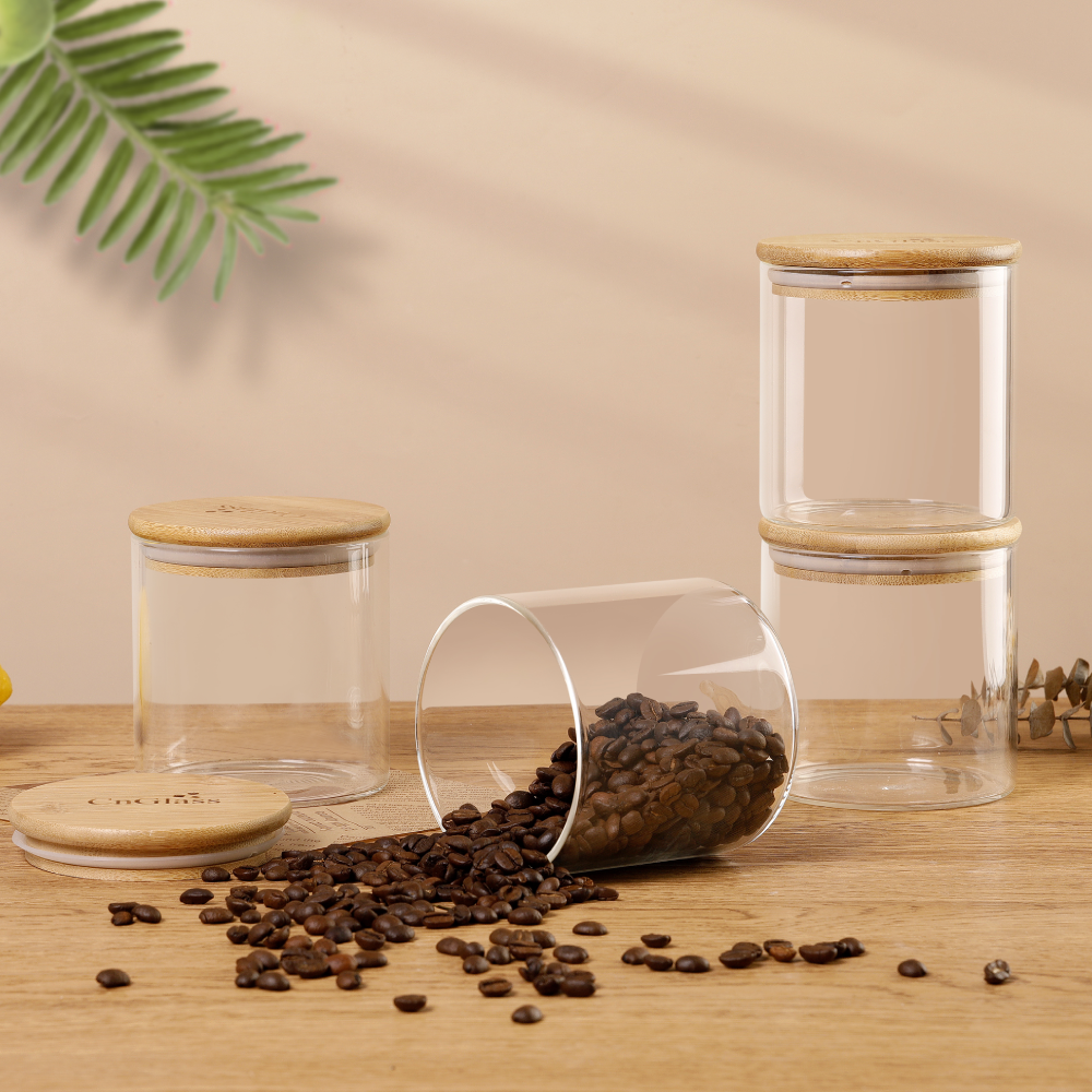 Lot de 6 bocaux de rangement en verre borosilicaté de 17 oz avec étiquettes