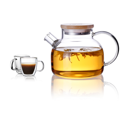 20.3oz Teapot Water Pitcher Clear Glass Handled Cups Set 3 Pcs