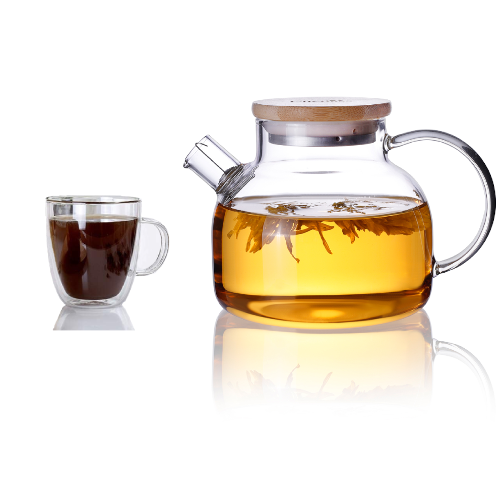 Stovetop Safe 20.3oz Glass Teapot Water Pitcher Cup Set 2 Pcs