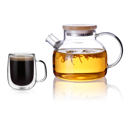 Stovetop Safe 20.3oz Glass Teapot Water Pitcher Cup Set 2 Pcs