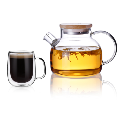 Stovetop Safe 20.3oz Glass Teapot Water Pitcher Cup Set 2 Pcs