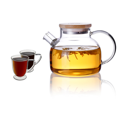 20.3oz Teapot Water Pitcher Clear Glass Handled Cups Set 3 Pcs