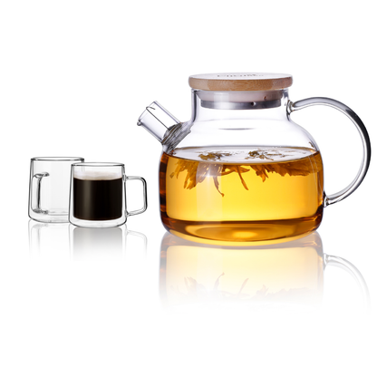 20.3oz Teapot Water Pitcher Clear Glass Handled Cups Set 3 Pcs