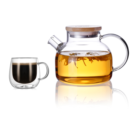 Stovetop Safe 20.3oz Glass Teapot Water Pitcher Cup Set 2 Pcs