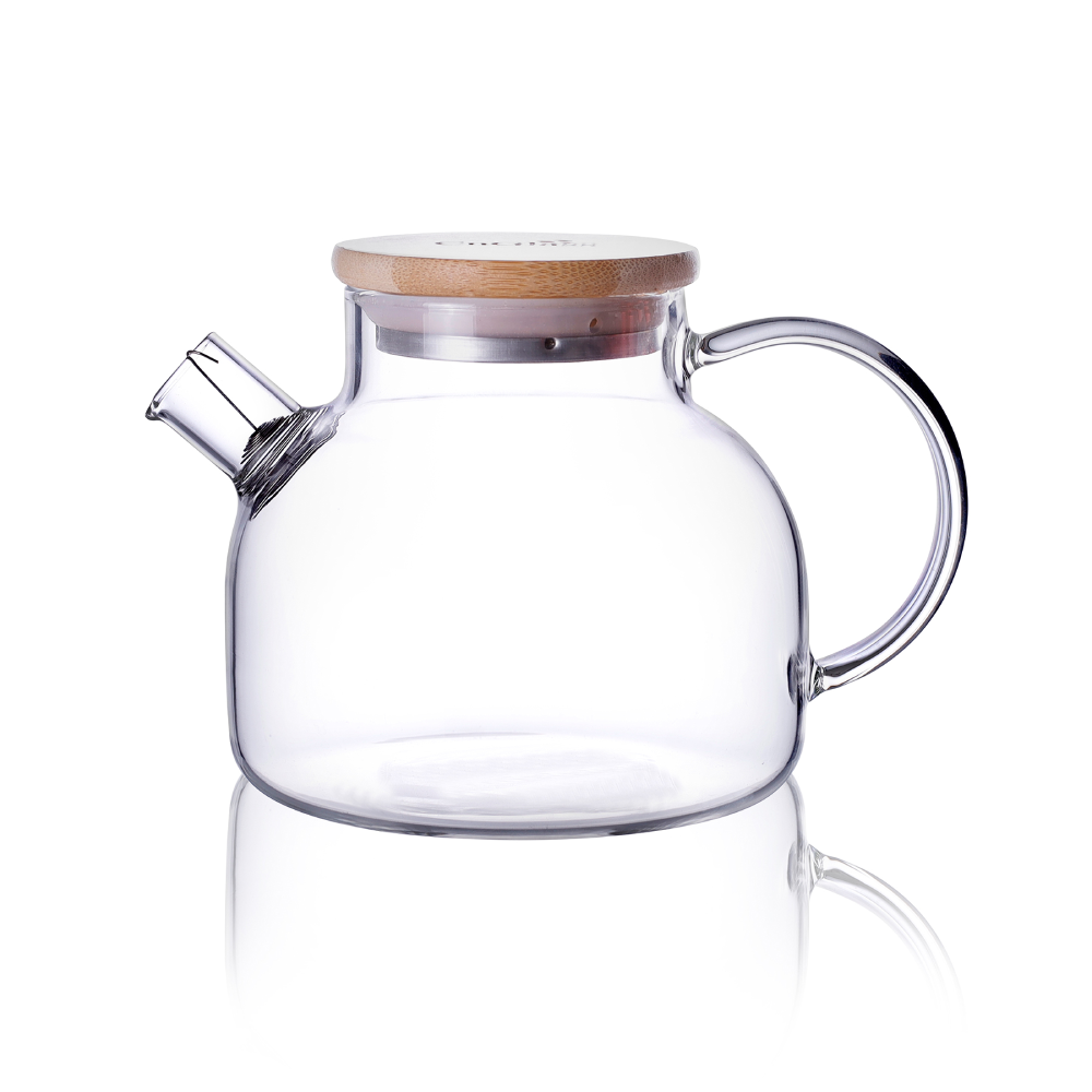 Pichet à eau en verre borosilicaté avec bec verseur amovible et couvercle en bambou de 20,3 oz