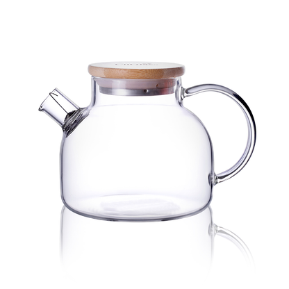 Pichet à eau en verre borosilicaté avec bec verseur amovible et couvercle en bambou de 20,3 oz