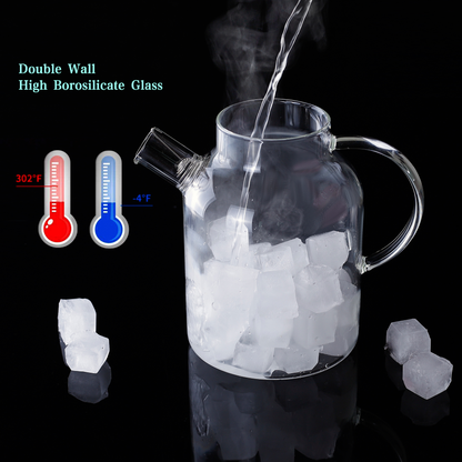 Large Capacity 50.7oz Removable Filter Spout Borosilicate Glass Water Pitcher