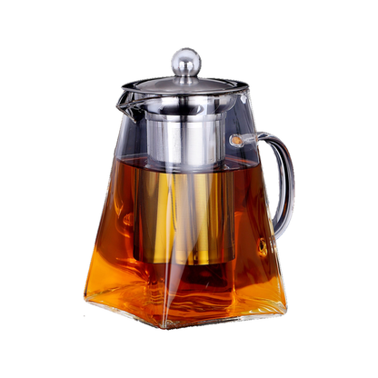 Heat Resistant 31oz Oolong Tea Flowers Borosilicate Glass Teapot with Stainless Steel Infuser