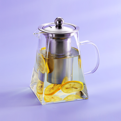 Heat Resistant 31oz Oolong Tea Flowers Borosilicate Glass Teapot with Stainless Steel Infuser