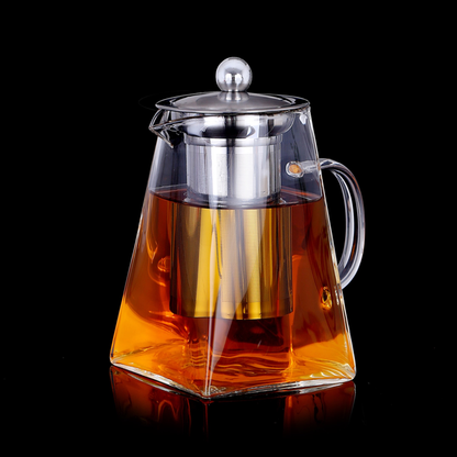 Heat Resistant 31oz Oolong Tea Flowers Borosilicate Glass Teapot with Stainless Steel Infuser