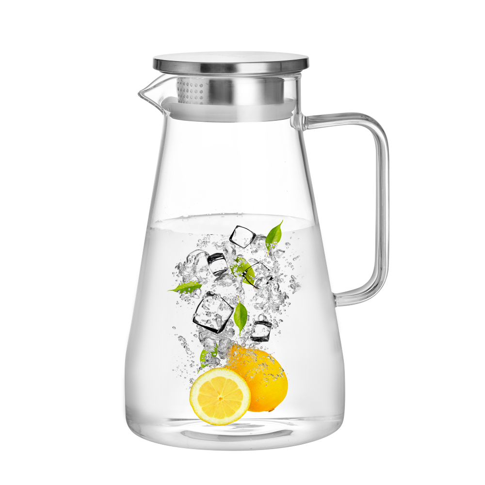 1650ml 56oz Removable Infuser Borosilicate Glass Water Pitcher with Stainless Steel Lid