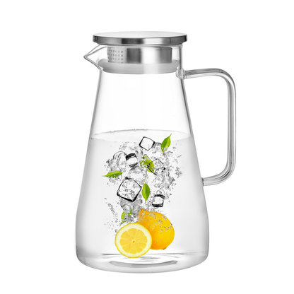 1650ml 56oz Removable Infuser Borosilicate Glass Water Pitcher with Stainless Steel Lid