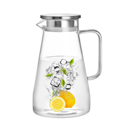 1650ml 56oz Abnehmbarer Infuser Borosilikatglas Wasserkrug mit Edelstahldeckel