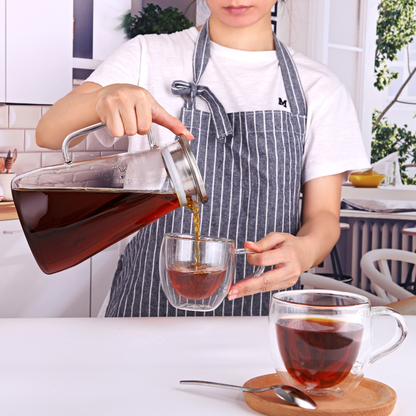 Pichet à eau en verre borosilicaté avec infuseur amovible de 1650 ml et couvercle en acier inoxydable