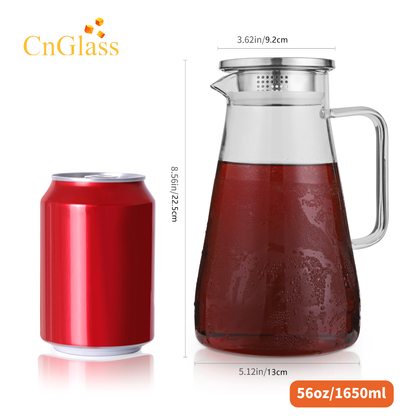 Insulated Glass Cups Tea Fruit Beverages Pitcher With Filter 5 Pcs Set