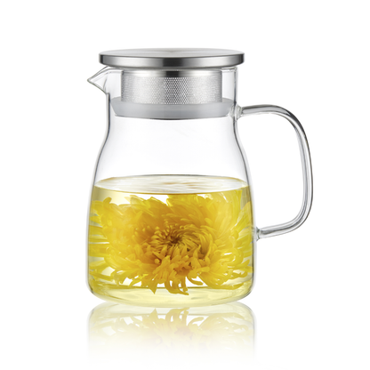 Dishwasher Safe 27oz Loose Leaf Tea Maker Glass Pitcher with Stainless Steel Filter Lid