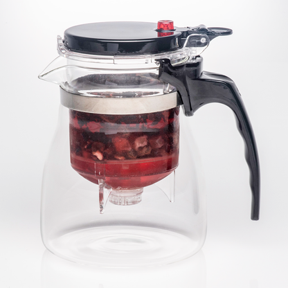 Théière en verre Kung Fu Tea Brewer de 20,3 oz avec bouton de pression