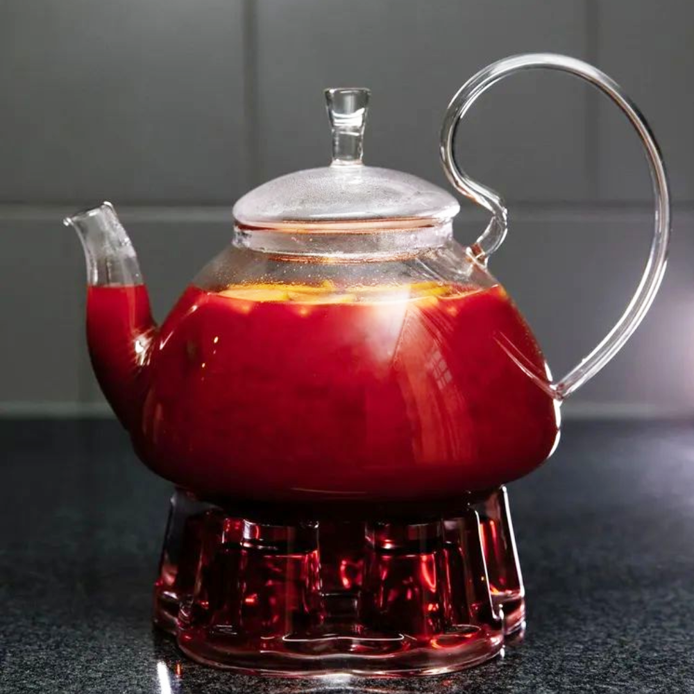 Non Dripping Mouth High Borosilicate Glass Teapot with Ergonomic Large Handle