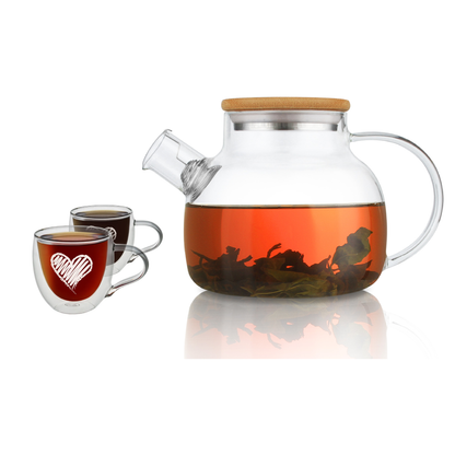 Borosilicate Insulated Cups 30.4oz Teapot Glass Pitcher Set 3 Pcs