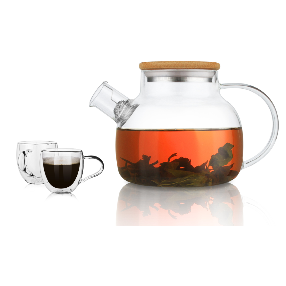 Borosilicate Insulated Cups 30.4oz Teapot Glass Pitcher Set 3 Pcs