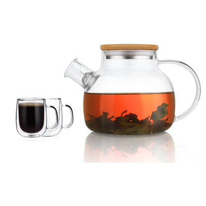 Borosilicate Insulated Cups 30.4oz Teapot Glass Pitcher Set 3 Pcs