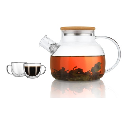 Borosilicate Insulated Cups 30.4oz Teapot Glass Pitcher Set 3 Pcs