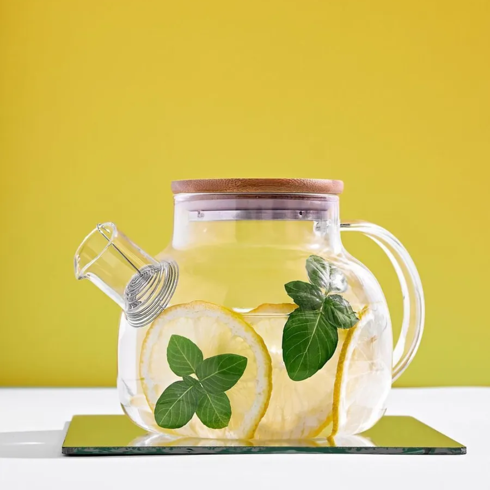 30,4 Unzen Abnehmbarer Filterausguss Glas Teekanne Wasserkrug Tasse Set 2 Stücke