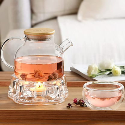 Hearted Style Candle Holder High Borosilicate Glass Bracket for Teapot (Without Candle)