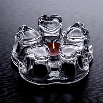 Hearted Style Candle Holder High Borosilicate Glass Bracket for Teapot (Without Candle)