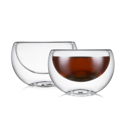 Tasse à thé en verre isolée à double paroi de 3,4 oz 100 ml pour boissons chaudes et froides, 4 pièces