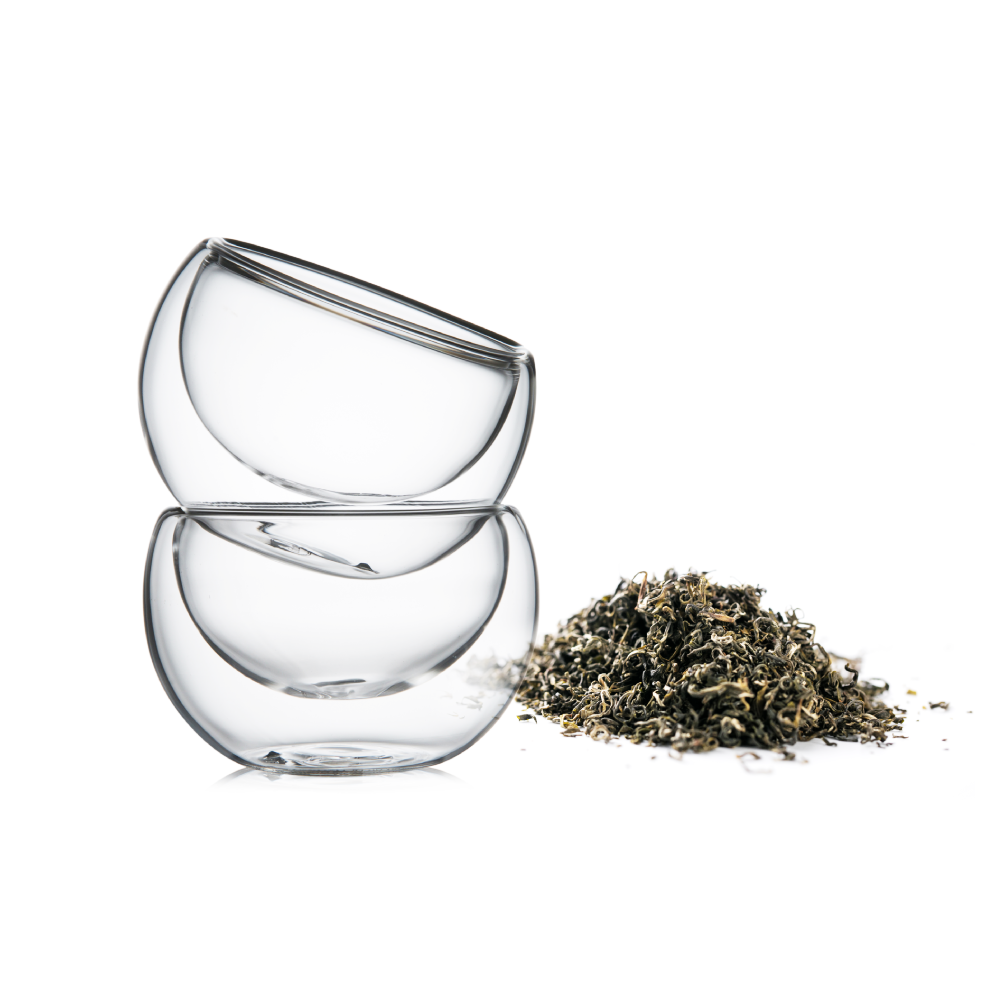 3,4 oz 100ml doppelwandige isolierte Glas-Teetasse für heiße und kalte Getränke 4 Stück